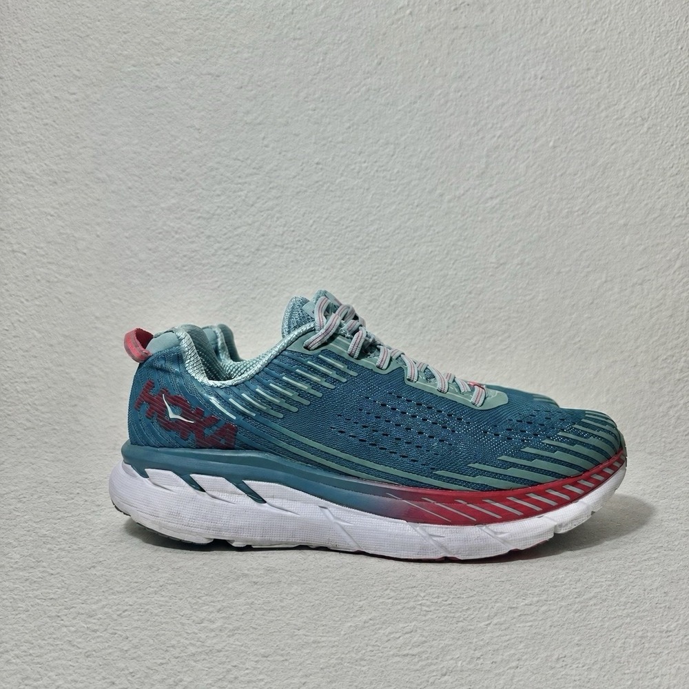 Hoka One One HOKA Clifton 5 Green Blue Slate Canton Womens Running Shoes Sz 11